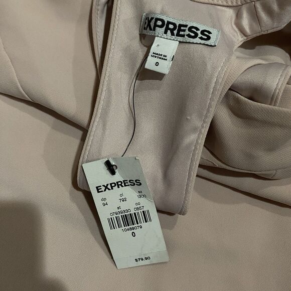 NWTS Pink Mini Dress Mock Neck Keyhole Sleeveless Sheath black lace Sz 0 Express - Picture 7 of 11